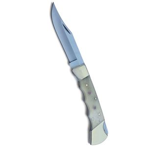 Portable Folding Knives with Patterned <b>Steel</b> Blade Detailed Grip Handle and Leather Sheath for <b>Outdoor</b> Camping Hunting Hiking - Product Image 6