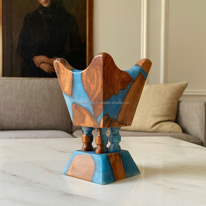 Juego de quemador Mubkhar Bakhoor con patrón de Chevron de resina azul con incrustaciones de latón, decoración árabe de lujo para el hogar y regalo de Ramadán Kuwait - Product Image 6