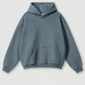 เสื้อฮู้ดดี้โอเวอร์ไซส์สำหรับผู้ชาย รุ่นใหม่ ฤดูหนาว 500Gsm ปักโลโก้ตามสั่งจากโรงงาน ผ้าฝ้าย 100% ทรงหลวมไหล่ตก - Product Image 4