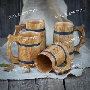 Jarra de Cerveza Rústica Hecha a Mano de Madera, Jarra Vikinga Medieval, Taza de Cerveza de Madera Natural, Proveedor Mayorista, Precio Competitivo - Product Image 3