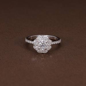 Anillo de Compromiso con Diamante Cultivado en Laboratorio, Corte Redondo, Certificado VVS VS, Anillo Solitario de Oro de 14K/18K, Anillo Floral para Novia - Product Image 1