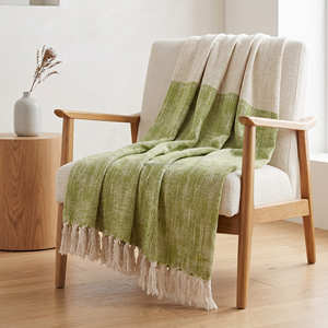 Grey Stripe Handloom Cotton <b>Throw</b> Blanket 50x60 inch with Woven Texture for Sofa Bed and Modern Home Styling - Product Image 3