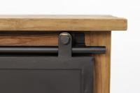 Buffet en bois industriel avec portes coulissantes en métal et 4 tiroirs, armoire de rangement