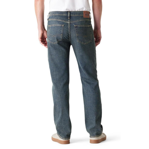 Jeans en denim décontractés pour hommes, coupe classique, bleu, taille mi-haute, pour le travail et les sorties du week-end - Product Image 3
