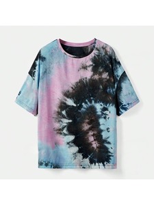 Women <b>Polo</b> Shirt Tie Dye Short Sleeve T-Shirt Women's Casual <b>Top</b> Cotton Knitted Breathable Regular Length Pink Blue <b>Black</b> Patte - Product Image 4