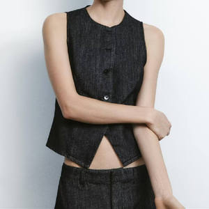 Nuevo Chaleco Vaquero de Mujer para Primavera, Cintura Ajustada, Cuello Redondo, Sin Mangas, Ecológico, Transpirable, Estilo Vintage - Product Image 6