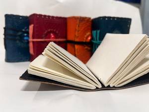 Pure Leather Journal <b>Set</b> of 5 with Natural Stone Covers and Gift Boxes Handmade <b>Writing</b> Notebooks - Product Image 2