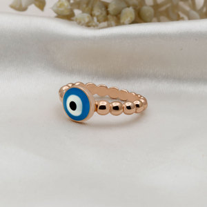 Wholesale Price Rose Gold Plated 925 Silver Classic Devil's Eye <b>Ring</b> Water Diamond <b>Crystal</b> Enamel Blue Design Wedding Party Gift - Product Image 3