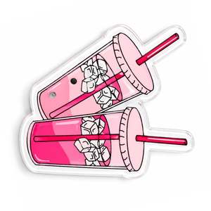 Posavasos de Acrílico Personalizado con Forma de Taza de Té Helado, Sostenible, con Logotipo Personalizado, para Pestañas, Bonito y con Forma de Bebida, Color Rosa - Product Image 4