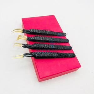 Ensemble de pinces à cils classiques, pinces à extensions de cils de couleur noire et dorée, poignée diamant, qualité A+, pince à cils pour lifting des cils - Product Image 5