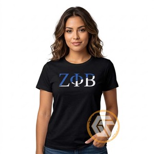 GREEK TREASURES เสื้อยืดลำลองสำหรับผู้หญิง Zeta Phi Beta Sorority ผ้าเจอร์ซีย์ปักตัวอักษรคุณภาพสูงระบายอากาศได้ดี - Product Image 3
