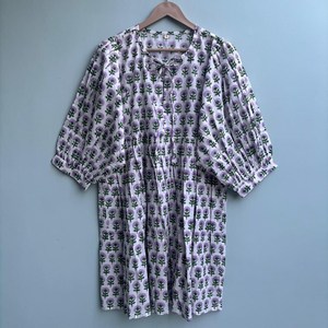 Vestido Midi Informal para Mujer, para Uso Diario, Todas las Temporadas, Tejido 100% Algodón, Liso, Manga Corta, Cintura Imperio, Estilo Babydoll, Cuello en V, Talla Grande - Product Image 4