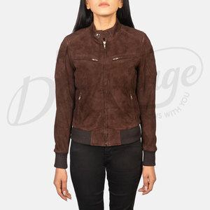 High Quality Customize Winter Women Thick Warm Motorcycle <b>Suede</b> <b>Jacket</b> Women <b>Suede</b> Bomber <b>Jacket</b> Genuine Brown <b>Suede</b> Leather - Product Image 4