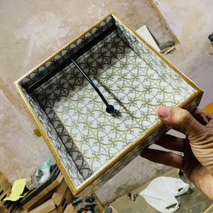 Handmade Wooden Tissue Box Wholesale Square Napkin Holder Resin <b>Pattern</b> <b>Paper</b> Dispenser Kitchen Table Dining Room Accessory - Product Image 1