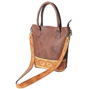 Handmade Cowgirl Style <b>Tote</b> Bag with Carved Patch Vintage Bohemian Fashion Dual Handle Top Indian Manufacturer & Supplier - Product Image 1