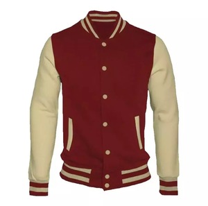 <b>Men</b>’s Genuine Leather Sleeve Varsity Baseball <b>Jacket</b> Custom Embroidery Patches Letterman <b>Jacket</b> Wholesale OEM - Product Image 1