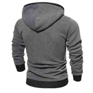 Sweat-shirt à capuche gris contrasté pour homme, coupe slim décontractée, vêtement d'hiver - Product Image 4