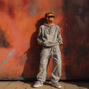 Shorts de survêtement vintage délavés à jambe large pour homme, avec cordon de serrage à la taille, amples, en molleton de coton lavé pour l'hiver - Product Image 5