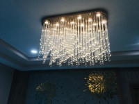 Lustre suspendu de luxe en forme de goutte d'eau, en verre transparent, grand luminaire rectangulaire pour plafond