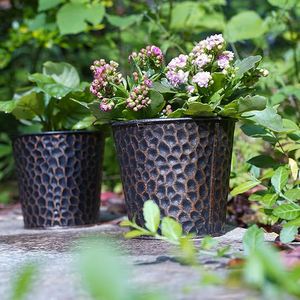 Metal Copper Planter Set of 2, Hammered Plant Pots Use as Vase Candle Holder Christmas Decor Metal Planter - Product Image 3