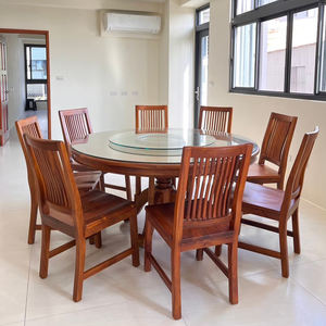 Mesa de Comedor Clásica de Teca, 153 cm de Diámetro, Duradera, Sostenible, Muebles Antiguos para el Hogar, Madera Legal Indonesia Certificada - Product Image 4