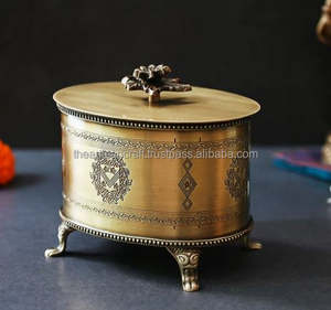 Caja de Almacenamiento Redonda de Latón, Moderna, Duradera, Hecha a Mano, Color Natural, Tamaño Personalizable, Artesanía, Estuche para Joyas y Baratijas - Product Image 6