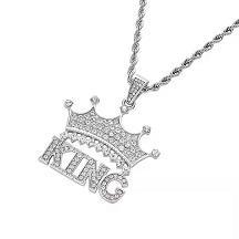 Pendentif de luxe en argent 925, style hip-hop, avec nom de roi, entièrement serti de diamants Moissanite, pour hommes, prix compétitif, best-seller - Product Image 2