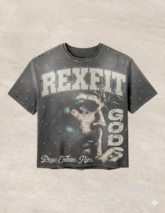 เสื้อยืดคอกลมสไตล์ดิสเทรส สตรีทแวร์ พิมพ์ลายโลโก้ ปักคริสตัลทั่วตัว รับผลิตแบรนด์ส่วนตัว เสื้อยืดยูนิเซ็กซ์ - Product Image 1