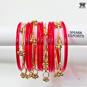 Luxury Handmade Jelly <b>Glass</b> <b>Bangle</b> Set with Kashmiri Ghungroo Traditional Ethnic Fashion Jewelry for Women and Girls - Product Image 2