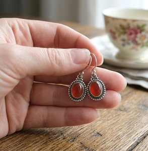 Pure 925 Sterling Silver Carnelian Dangle <b>Earrings</b> Handmade Boho Gemstone <b>Hook</b> <b>Earrings</b> Vintage Women Jewelry Christmas gift mom - Product Image 3