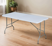 Table pliante rectangulaire en plastique blanche légère et portable de 6 pieds pour salle de sport, banquet, restauration, salle à manger et camping