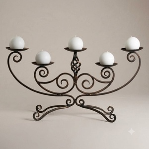 Candelabro de Hierro Forjado de Lujo y Duradero KHP KHP-CDN3, Centro de Mesa con Portavelas Antiguo, Decoración de Mesa para Bodas y Navidad - Product Image 1