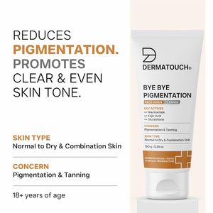 DERMATOUCH Bye Bye Pigmentation Nettoyant Visage |   Niacinamide, acide kojique et glutathion |   Pour le teint hâlé et l'anti-pigmentation |   150 g - Product Image 3