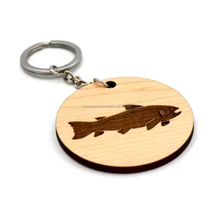 Porte-clés en bois gravé au laser avec citation imprimée UV, fabriqué en PU, acrylique et alliage de fer pour la collection de cadeaux - Product Image 2