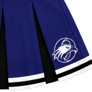 Ensemble d'uniforme de cheerleading bleu roi, noir et blanc, avec crop top sans manches à col en V et jupe plissée, pour spectacle de danse et équipe de cheerleading - Product Image 4