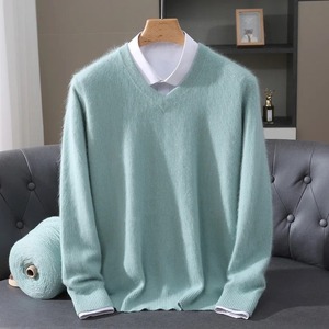 Mink Cashmere Sweater V-neck Pullover Knit Bottoming <b>Shirt</b> Autumn And Winter New Long-Sleeve High-End Mink Tops - Product Image 4