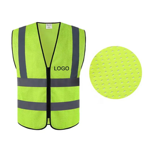 Gilet de sécurité orange haute visibilité avec bandes réfléchissantes, logo personnalisé, vêtements de travail unisexes, matière polyester - Product Image 5