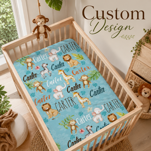 100% Organic Cotton Knitted Customized Crib Sheet <b>Bedding</b> | Marine Animal Print Fitted Crib Mattress Cover Private Logo - Product Image 4