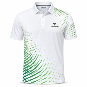 TwillSports T-shirt Homme Blanc Vert Uni à Manches Courtes Écologique Respirant Séchage Rapide Coupe Sportive Longueur Standard Tricoté - Product Image 2