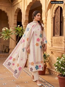 LAMOUNT Kurta de Seda Blanca con Pantalones y Dupatta, Diseño Tradicional Indio de Alta Calidad para Fiestas, Hecho a Mano, Venta al por Mayor para Mujeres - Product Image 3