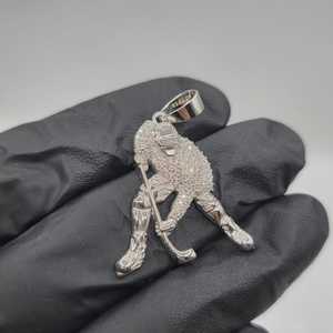 Pendentif personnalisé en moissanite de joueur de hockey sur glace, dessin animé, pour les amateurs de sport, en argent 925, bijoux fins, pendentifs et breloques - Product Image 3