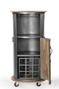 Gabinete de bar redondo gris industrial de tamaño mediano - Product Image 2