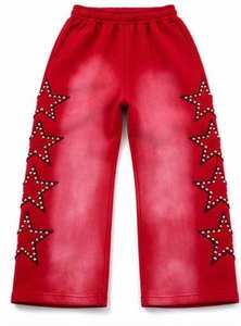 Survêtement rouge à capuche pour filles avec étoiles en strass, fermeture éclair intégrale, coupe ample, style streetwear, vêtements d'automne pour enfants - Product Image 5