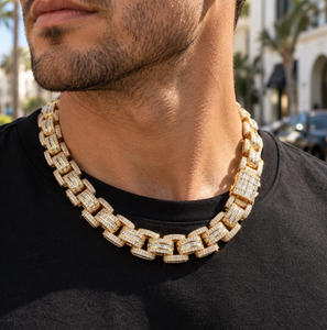 Collar de Cadena Cubana de Plata 925 con Moissanita, Bañado en Rodio, y Pulsera de Eslabones en Forma de H para Regalo de Boda o Fiesta - Product Image 2
