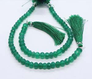 Perles de pierres précieuses en onyx vert naturel facettées, forme rondelle, 7-7,5 mm, pour la fabrication de bijoux, vente en gros - Product Image 1