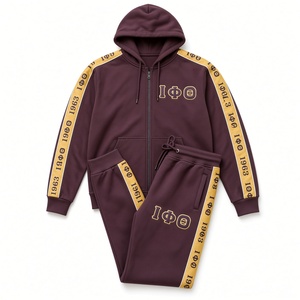 <b>Mens</b> Brown <b>Tapered</b> <b>Jogger</b> Sweatpants Hooded Heavyweight Solid Casual Athletic Training Fleece Tracksuit Bottoms Elastic Waist - Product Image 3