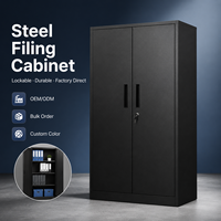 Armoire de classement moderne en acier noir à 2 portes avec serrure et étagères réglables pour bureau, maison, garage