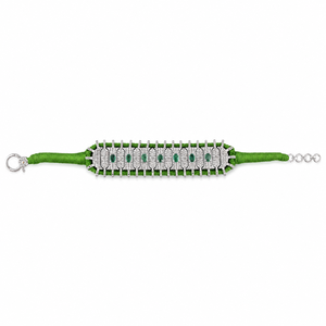 Pulsera de Plata de Ley 925 Hecha a Mano de Alta Gama con Esmeralda Natural y Diamantes, Joyería de Lujo para Mujer, Regalo para Bodas y Fiestas - Product Image 1