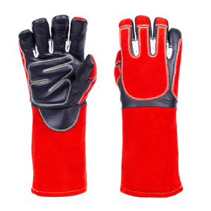 Guantes de soldadura TIG/MIG de cuero de vaca reforzado, resistentes al calor y a las chispas, para bomberos, 7 oz, con puño de punto. - Product Image 2