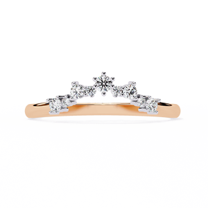 Lab Grown Diamond Tiara <b>Stacking</b> <b>Ring</b> 10K 14K 18K Gold Chevron Crown Design Curved Engagement Wedding Band IGI Certified Women - Product Image 4